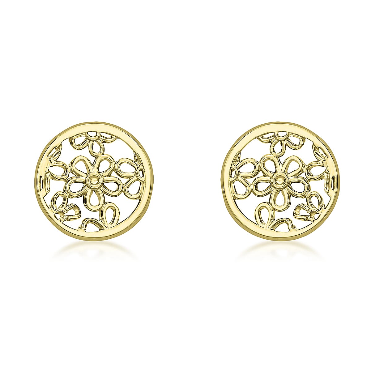 9K Yellow Gold 7mm Filigree Round Stud Earrings 7190158 0