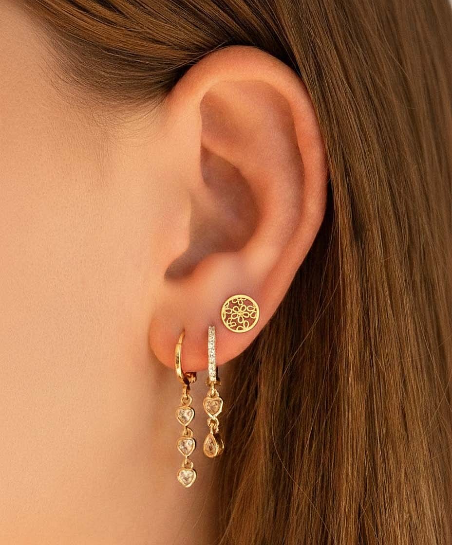 9K Yellow Gold 7mm Filigree Round Stud Earrings 7190158 2