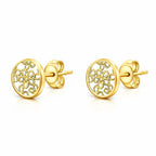 9K Yellow Gold 7mm Filigree Round Stud Earrings
