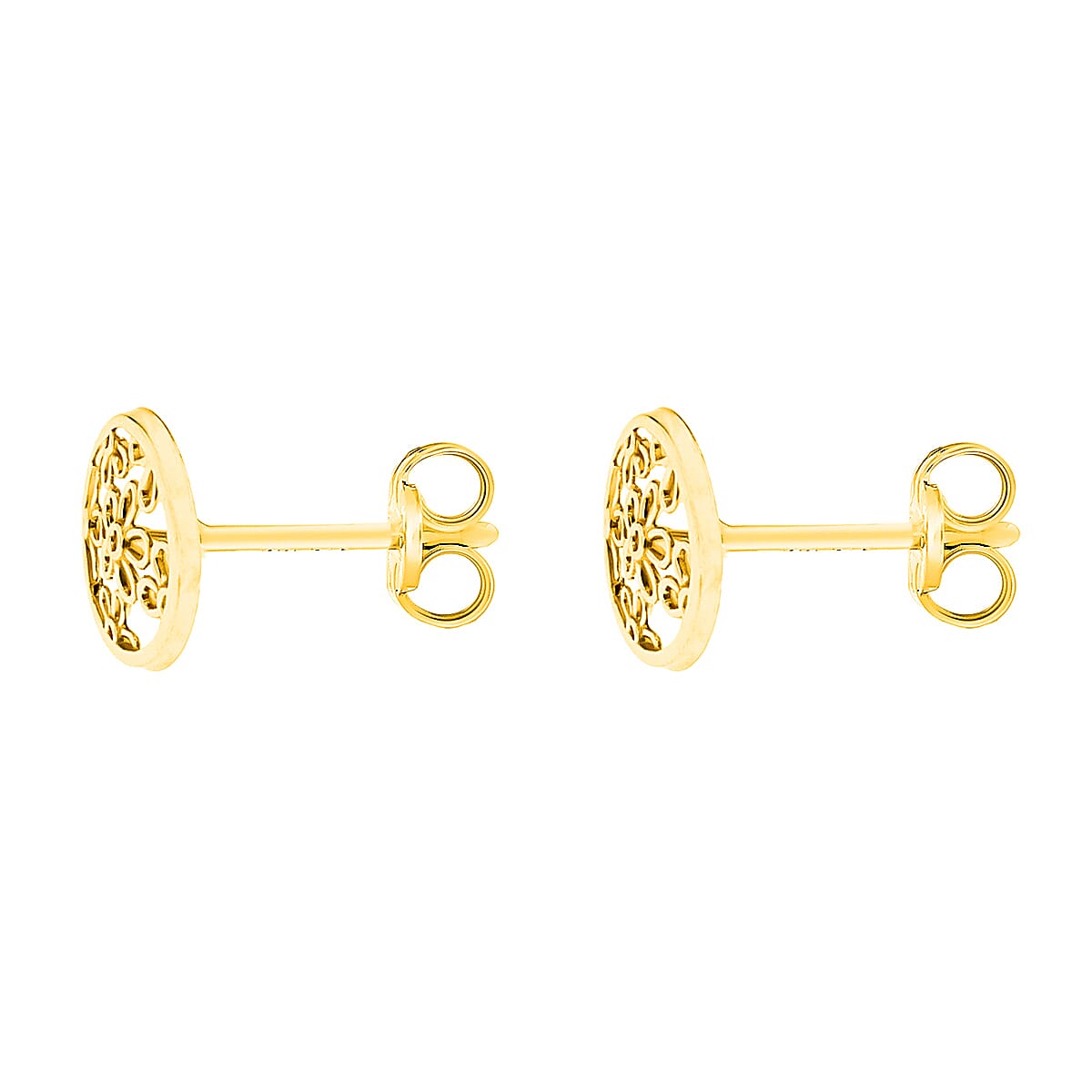 9K Yellow Gold 7mm Filigree Round Stud Earrings 7190158 7
