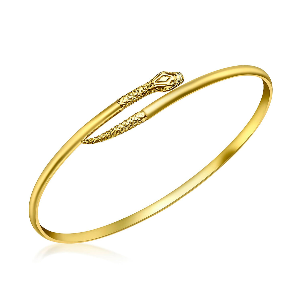 9K Yellow Gold 7mm Snake Torque Bangle 8895029 0