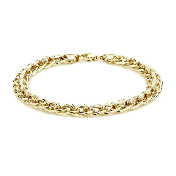 9K Yellow Gold 7mm Textured Rollerball Bracelet 7.5 Inch 7078114 1