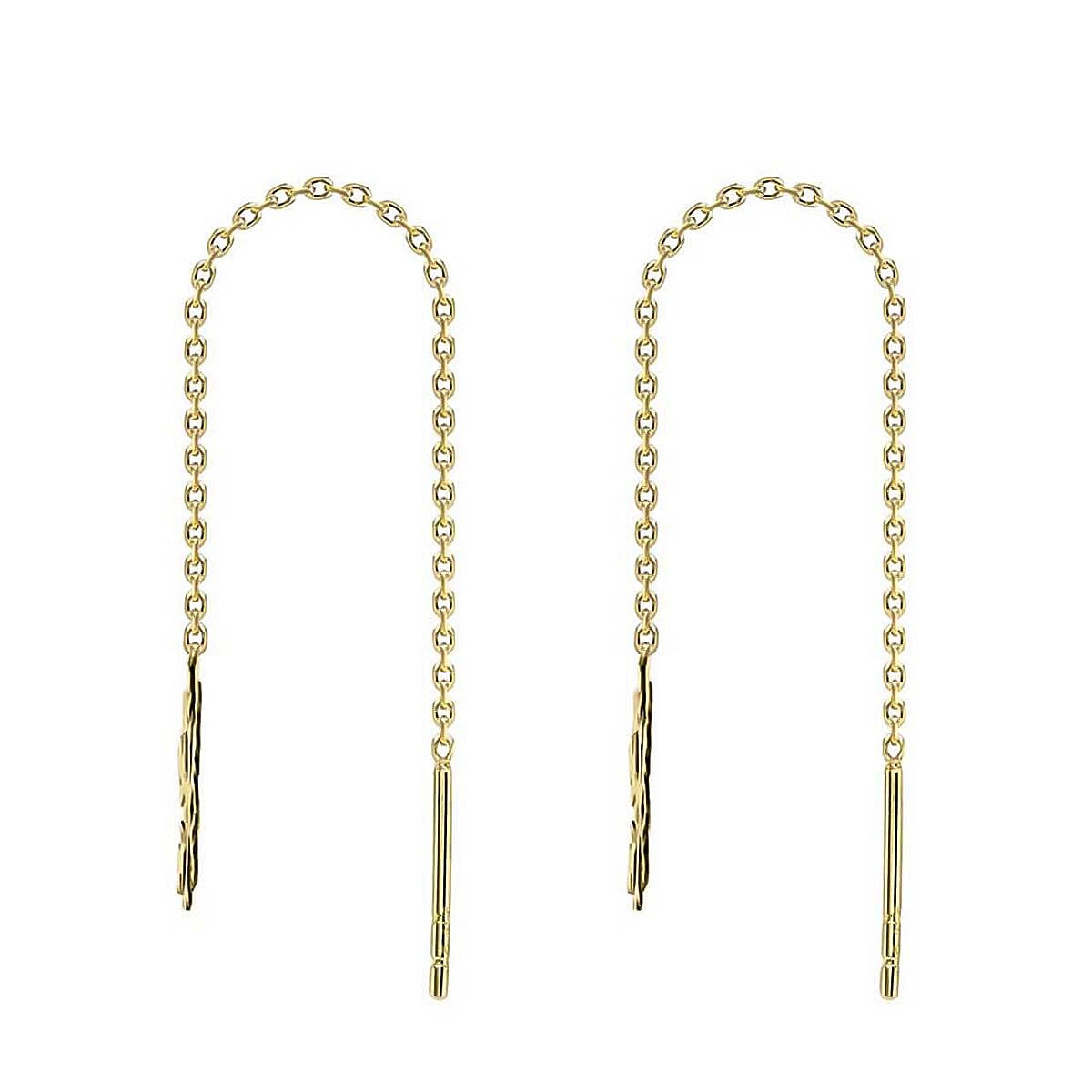 9K Yellow Gold 8.5mm X 58.5mm Snowflake Pull Through Chain Earrings 7154573 2