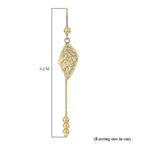 9K Yellow Gold 8.5mm x 60mm Diamond Cut Leaf and Chain Drop Earrings