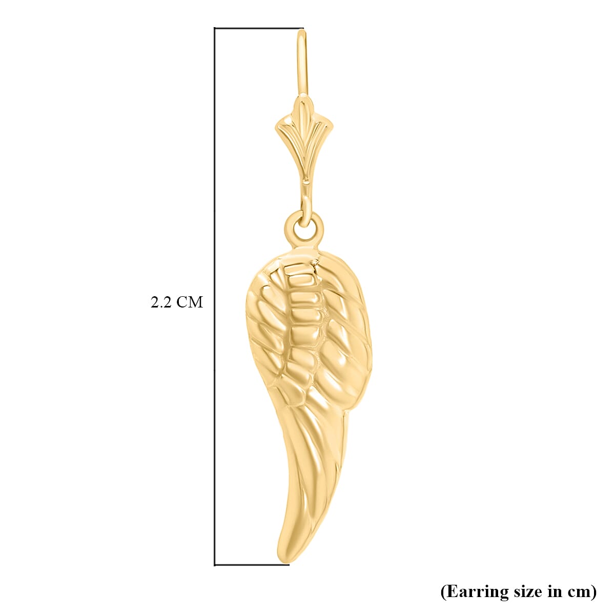9K Yellow Gold 8MM X 22MM Angel Wing Drop Earrings 1.2 grams 6092966 3