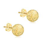 9K Yellow Gold 8MM Diamond Cut Ball Stud Earrings 1.4 grams