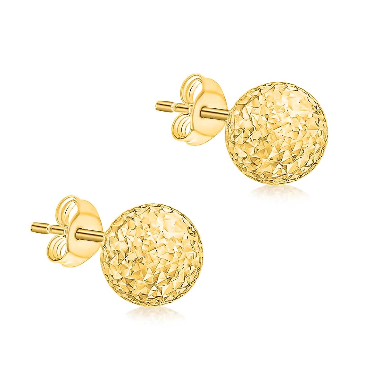 9K Yellow Gold 8MM Diamond Cut Ball Stud Earrings 1.4 grams 6092960 2