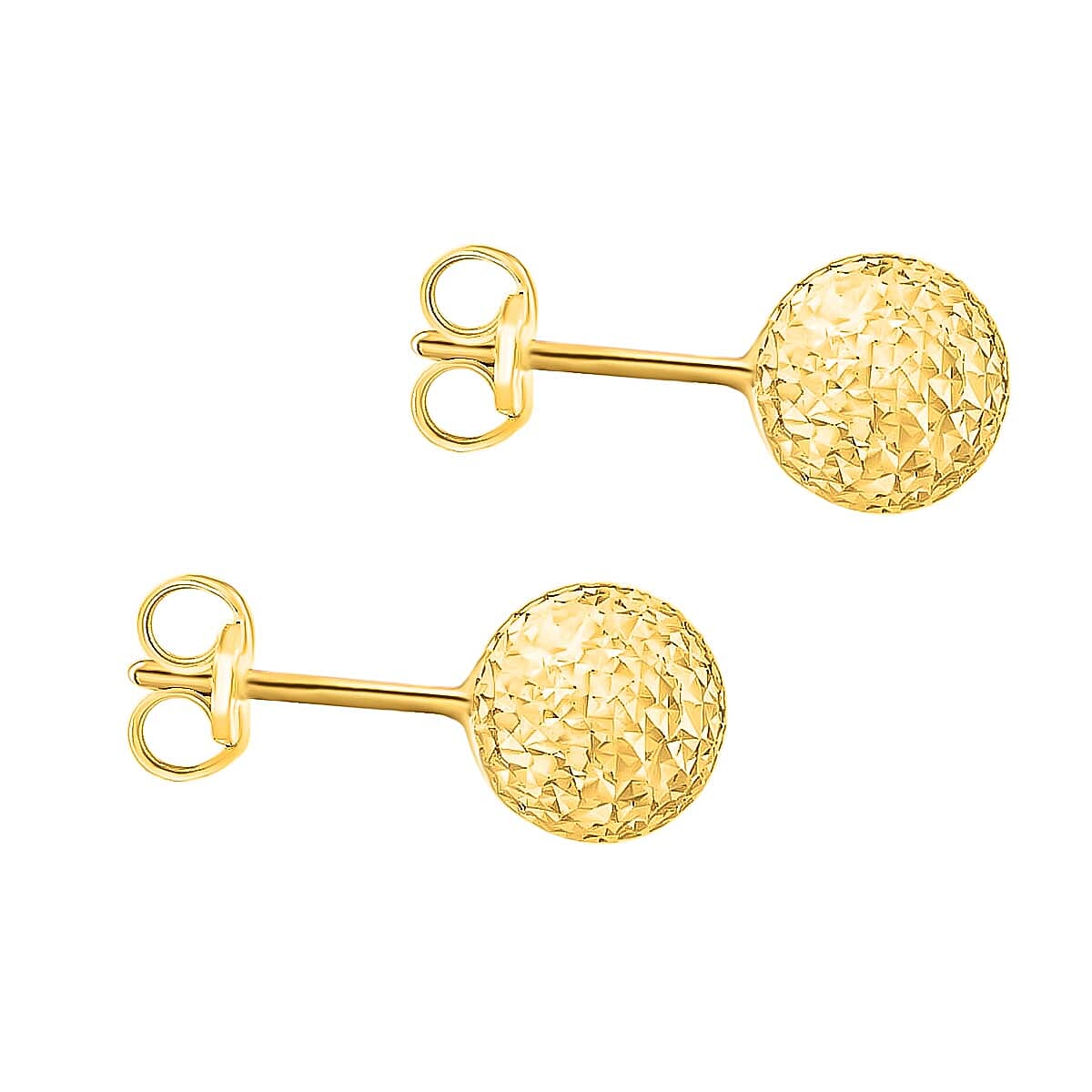 9K Yellow Gold 8MM Diamond Cut Ball Stud Earrings 1.4 grams 6092960 3
