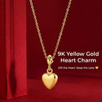 9K Yellow Gold Heart Spring Ring Charm