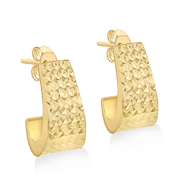 9K Yellow Gold 8mm X 15.5mm Diamond Cut J Shape Tapered Stud Earrings 7190165 1