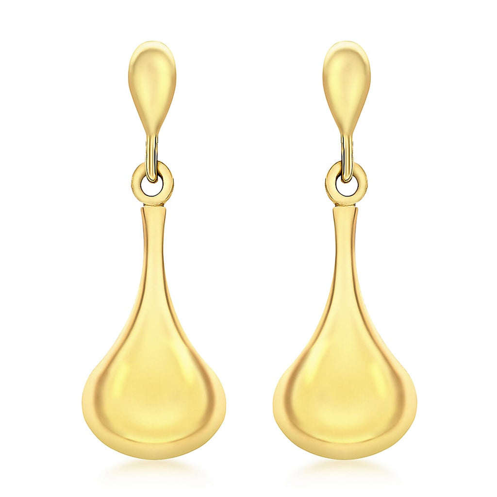 9K Yellow Gold 8mm X 22mm Bell Drop Earring