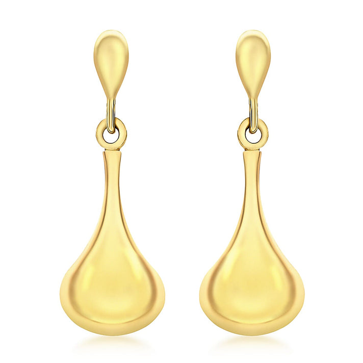 9K Yellow Gold 8mm X 22mm Bell Drop Earring 7190166 1