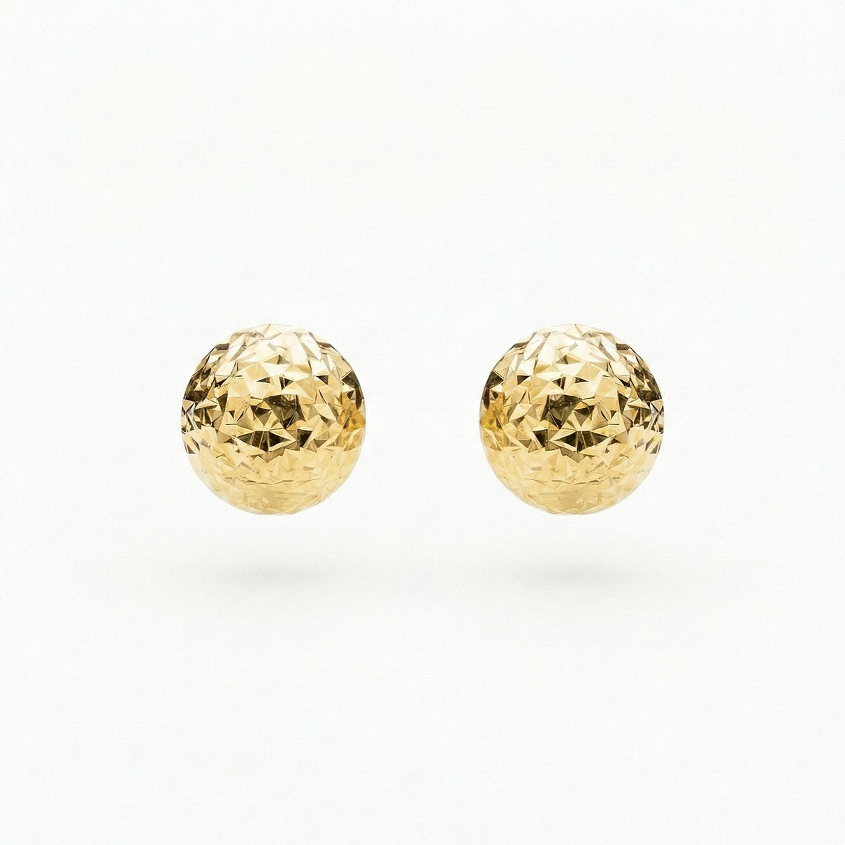 9K Yellow Gold 8mm Diamond Cut Half Ball Stud Earrings 7338373 0