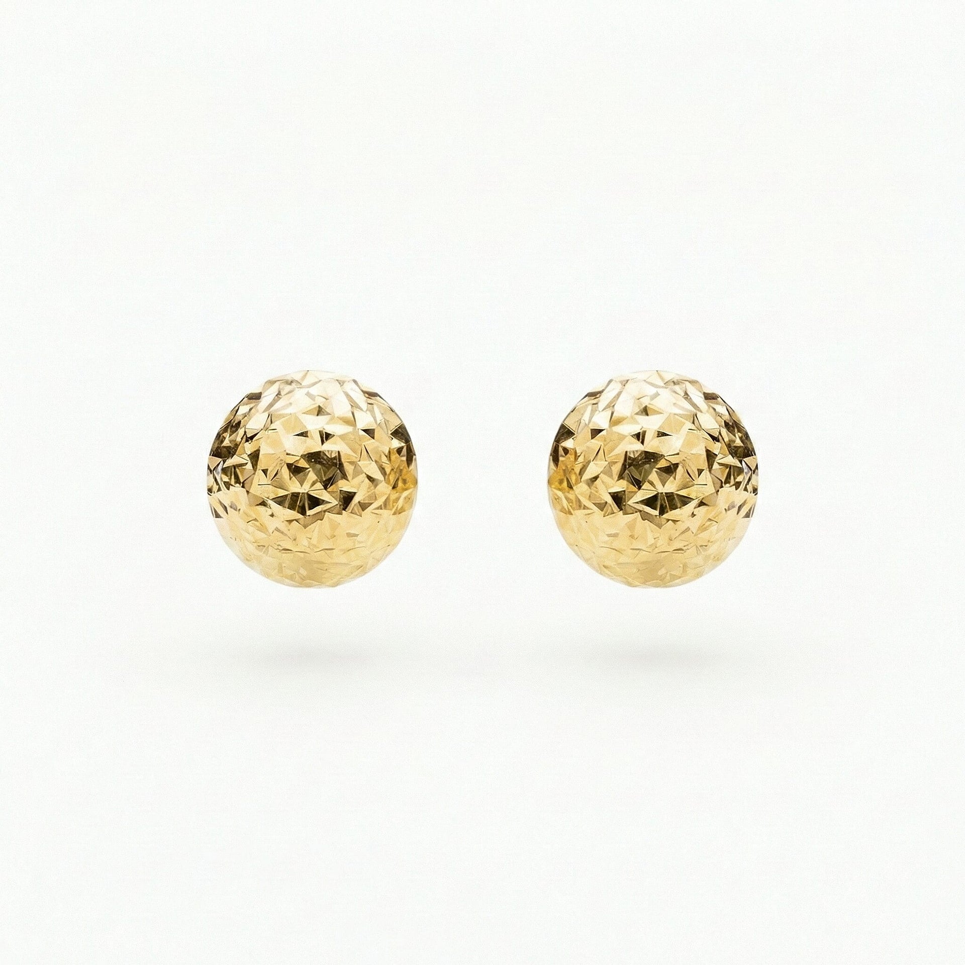 9K Yellow Gold 8mm Diamond Cut Half Ball Stud Earrings 7338373 0