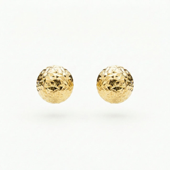 9K Yellow Gold 8mm Diamond Cut Half Ball Stud Earrings 7338373 1