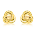 9K Yellow Gold 8mm Knot And Ball Stud Earrings