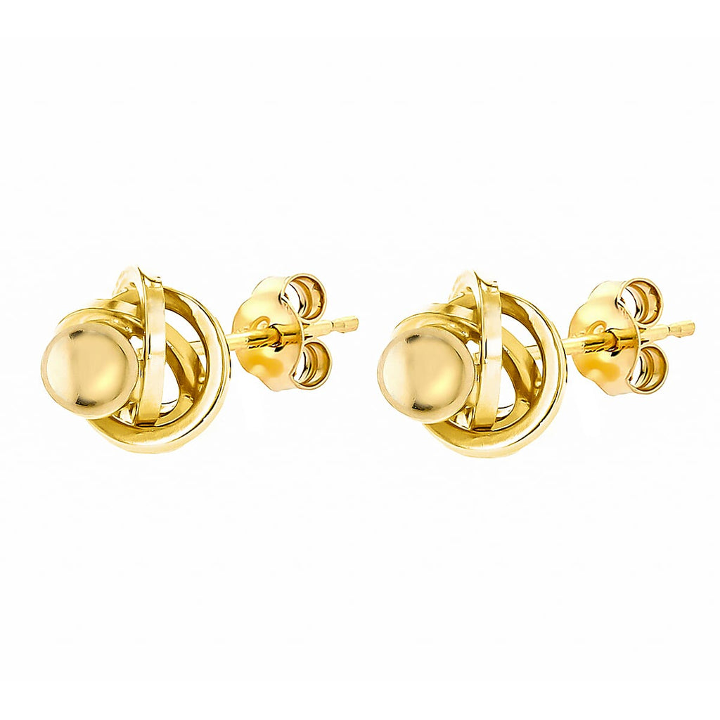 9K Yellow Gold 8mm Knot And Ball Stud Earrings