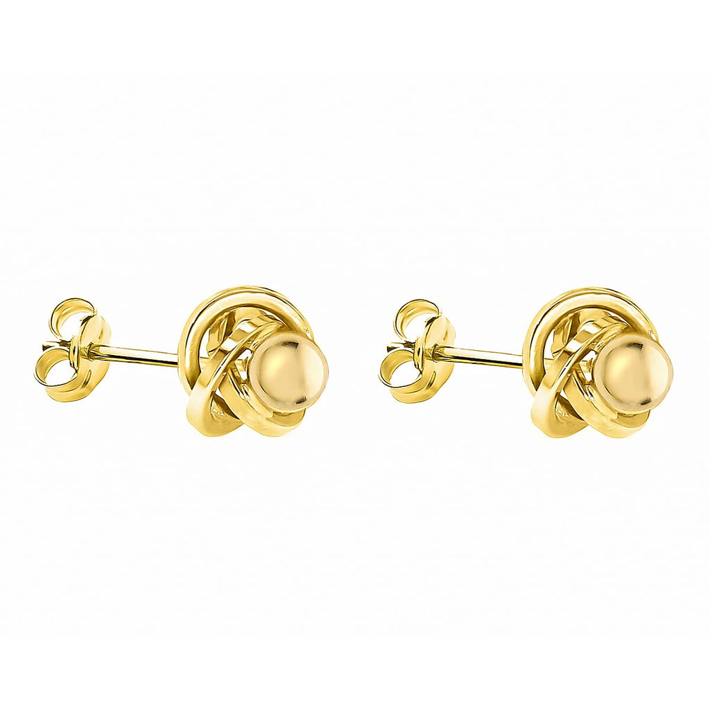 9K Yellow Gold 8mm Knot And Ball Stud Earrings