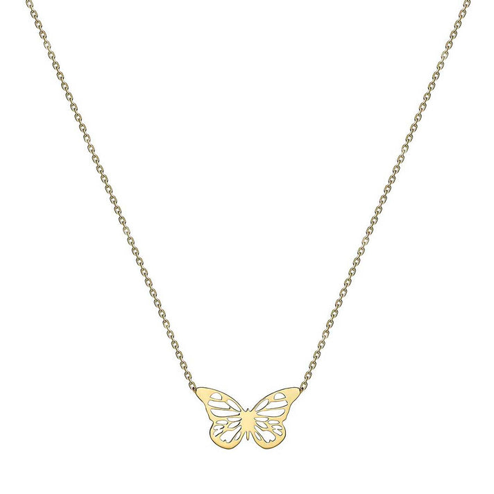 9K Yellow Gold 9.5mm x 15.5mm Butterfly Necklace 16-18 Inch 7133722 2