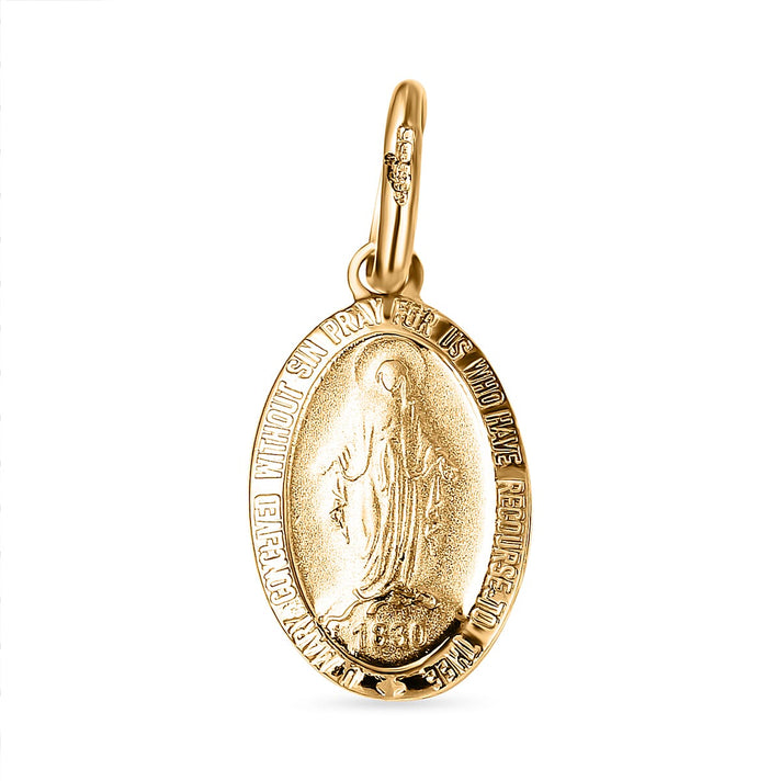 9K Yellow Gold 9MM X 21MM Holy Mary Oval Reversible Pendant 1.1 grams 6092975 1