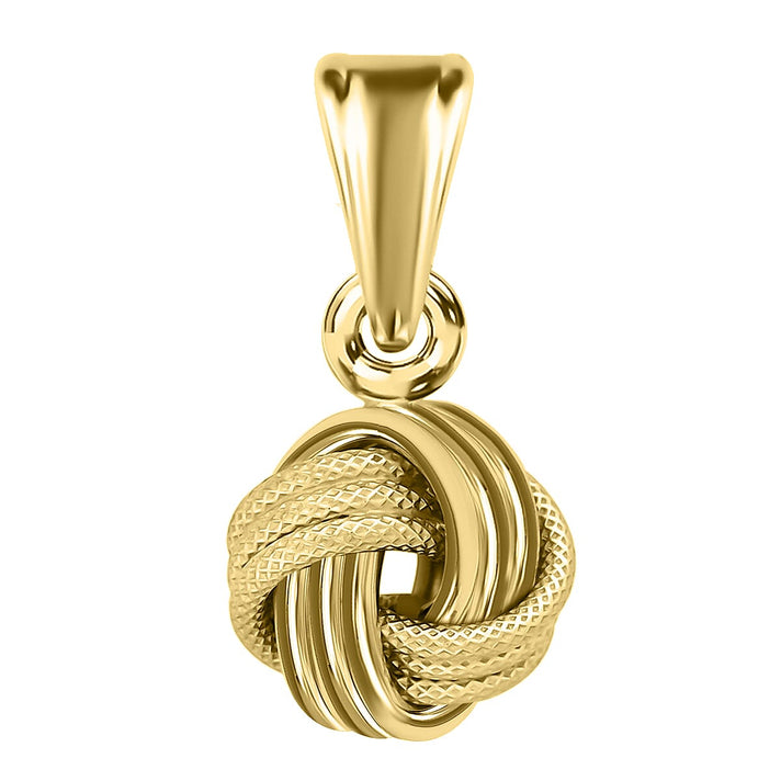 9K Yellow Gold 9mm X 18mm Textured Knot Pendant 7188545 1