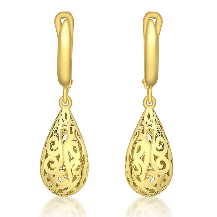 9K Yellow Gold 9mm X 31.5mm Teardrop Earrings 7190146 1