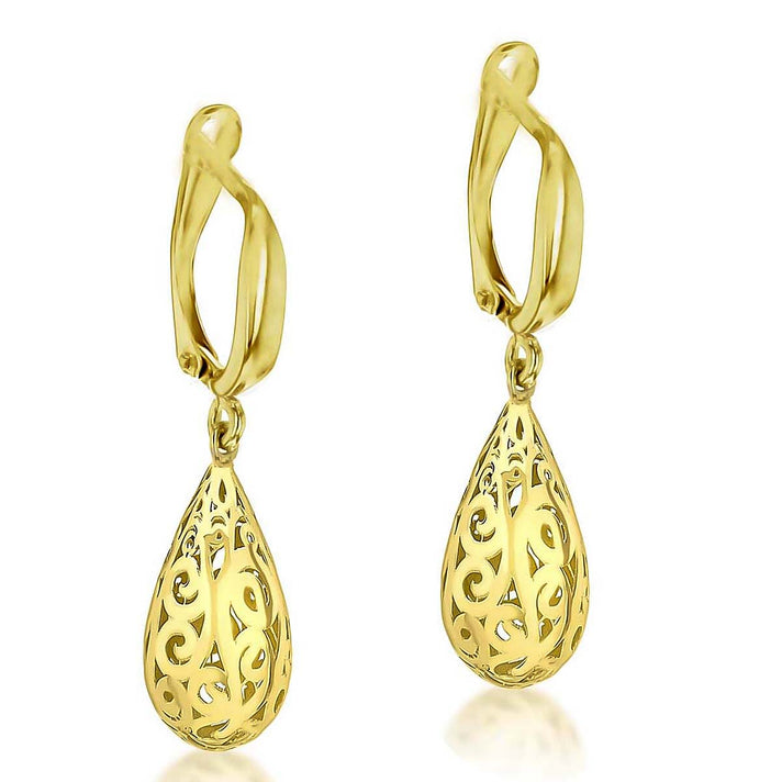 9K Yellow Gold 9mm X 31.5mm Teardrop Earrings 7190146 2