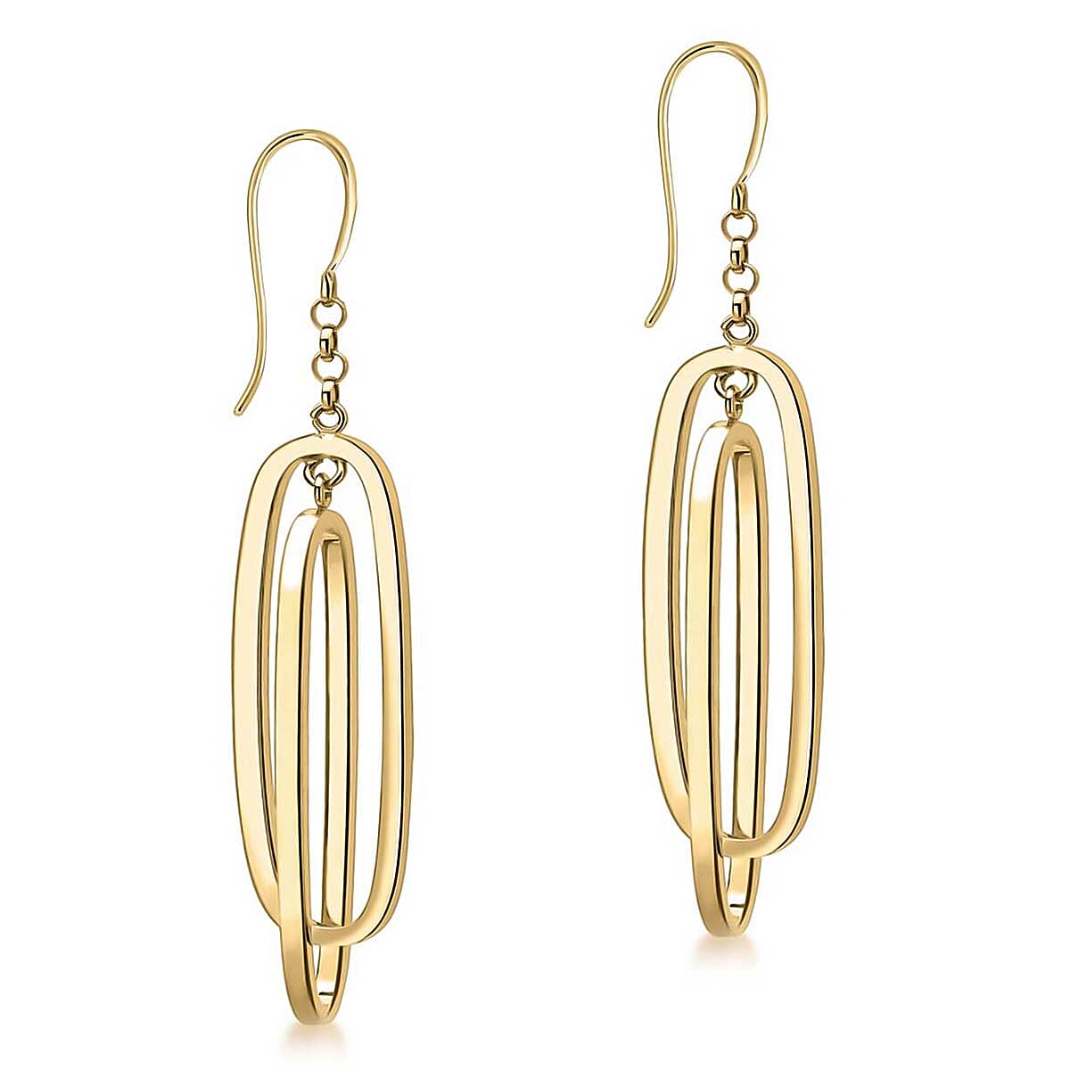 9K Yellow Gold 9mm X 43mm Double Oval Drop Earrings 7154578 1