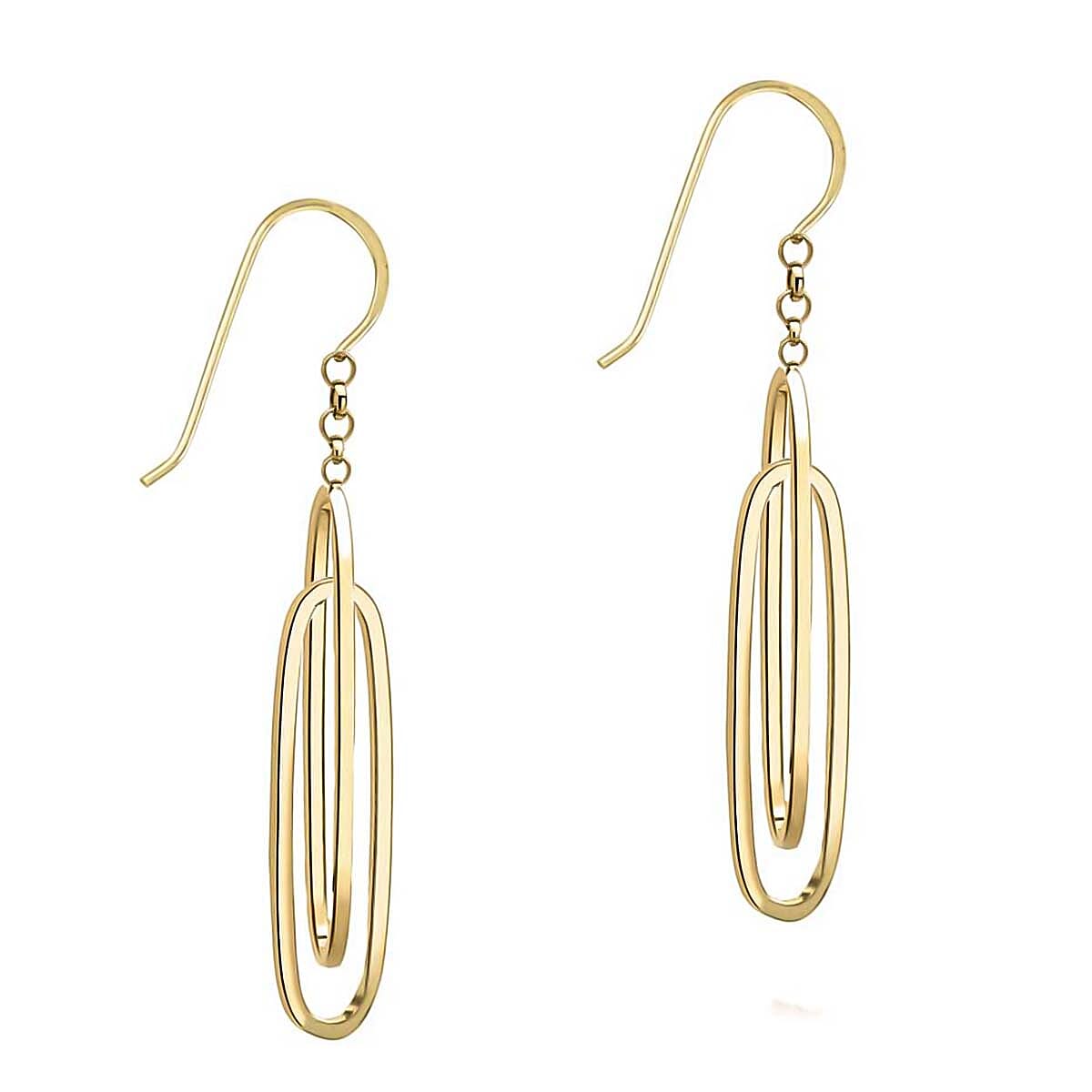 9K Yellow Gold 9mm X 43mm Double Oval Drop Earrings 7154578 2