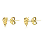 9K Yellow Gold 9mm X 7mm Diamond Cut Curved  'Heart' Stud Earring