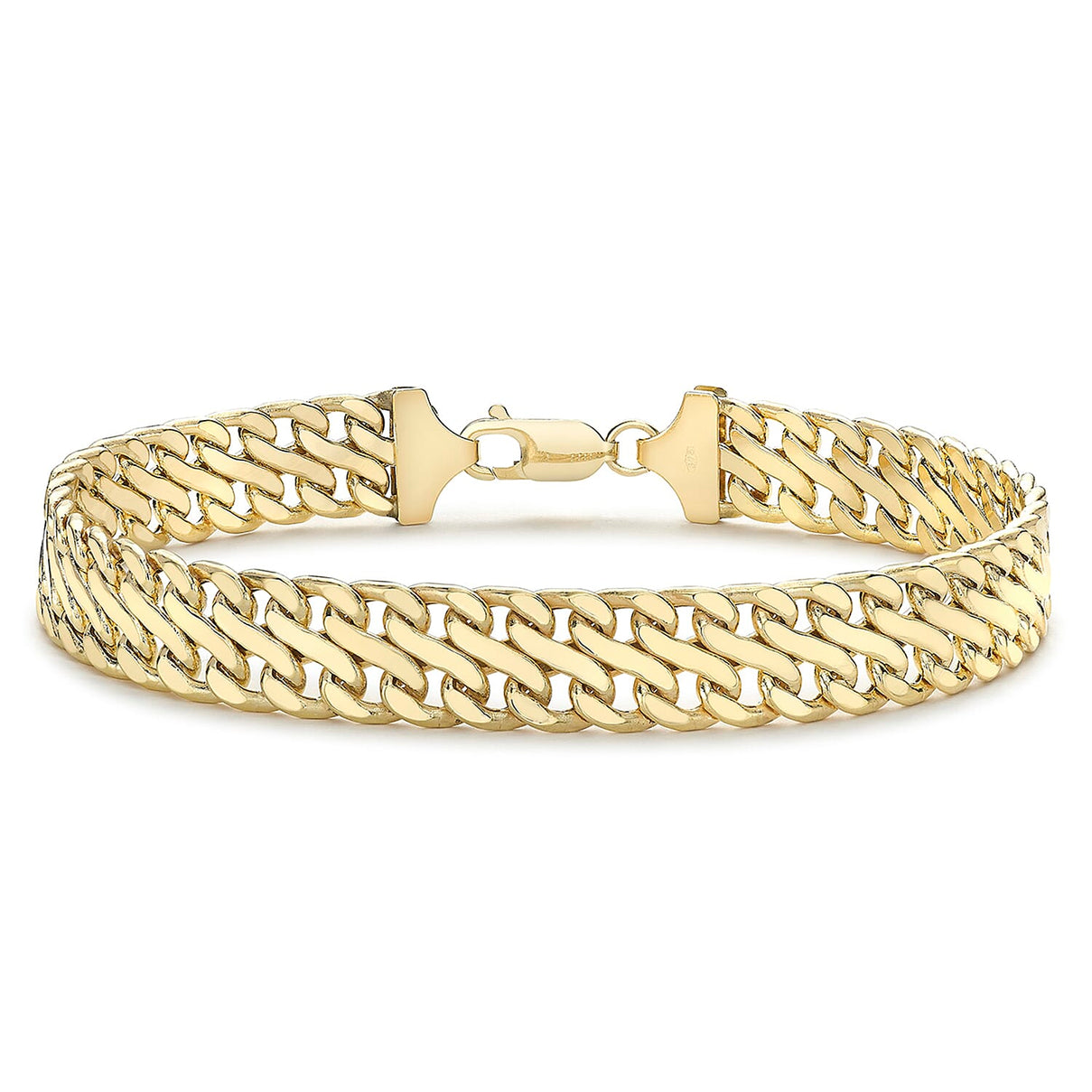 9K Yellow Gold 9mm Double Curb Chain Bracelet 7.5 Inch 7193115 0
