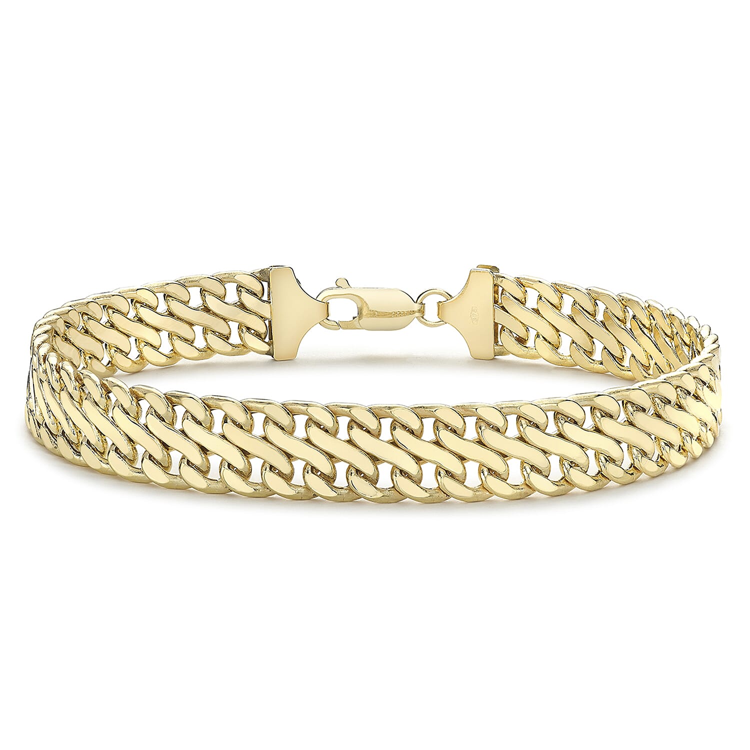 9K Yellow Gold 9mm Double Curb Chain Bracelet 7.5 Inch 7193115 0