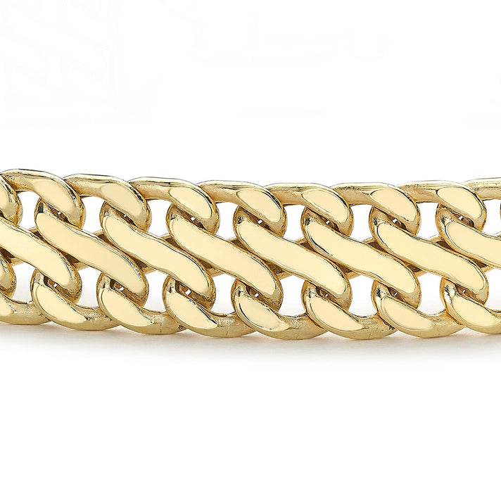 9K Yellow Gold 9mm Double Curb Chain Bracelet 7.5 Inch 7193115 2