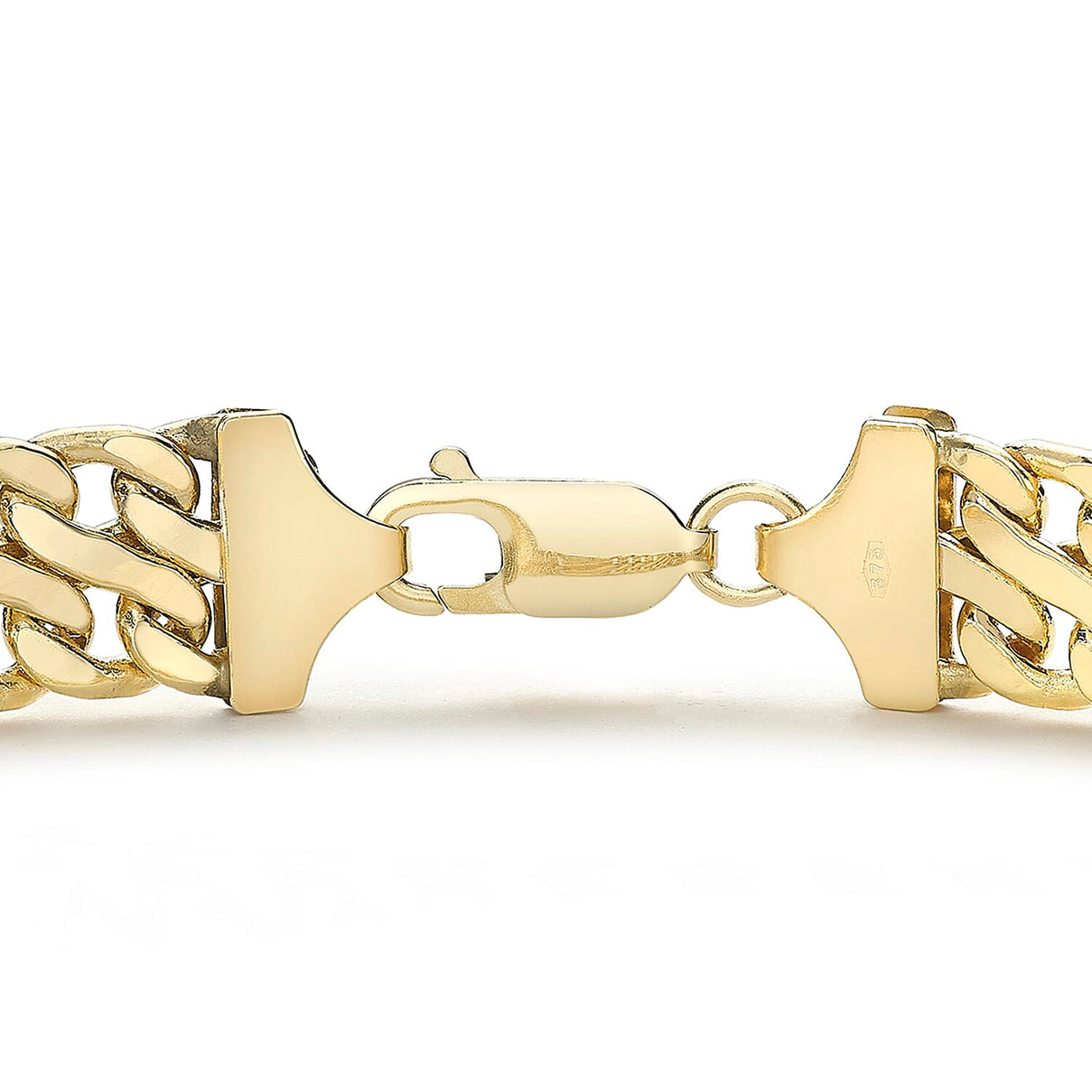 9K Yellow Gold 9mm Double Curb Chain Bracelet 7.5 Inch 7193115 2