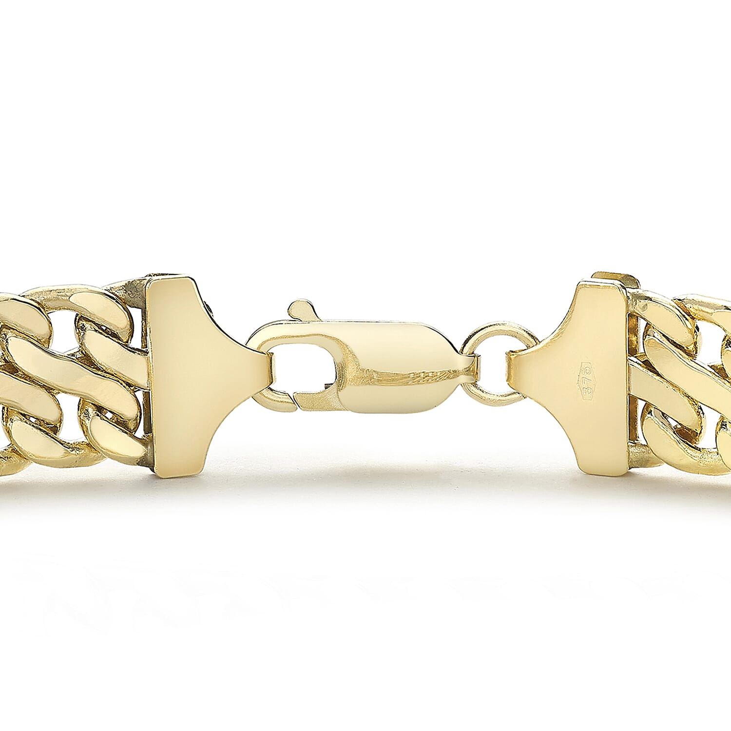 9K Yellow Gold 9mm Double Curb Chain Bracelet 7.5 Inch 7193115 2