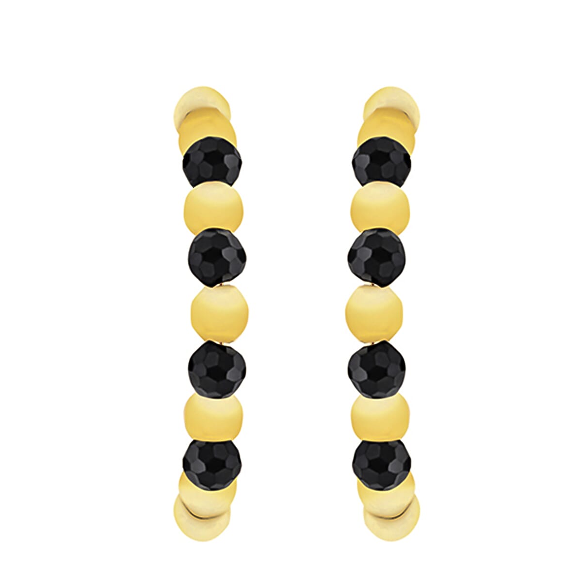 9K Gold Black Cubic Zircon Open Hoop Earrings 7812706 1