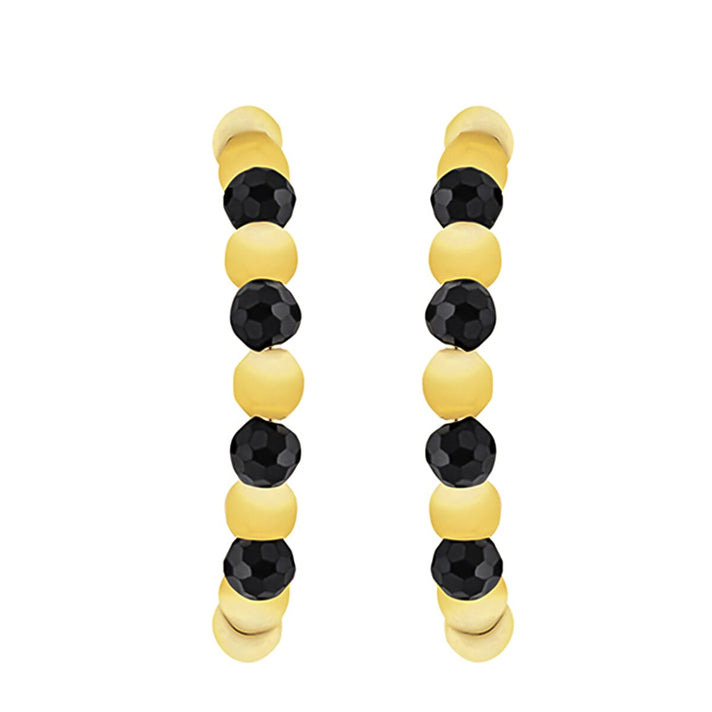 9K Gold Black Cubic Zircon Open Hoop Earrings 7812706 2