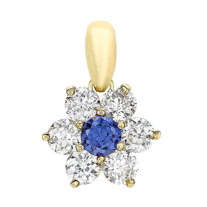 9K Yellow Gold A Blue Cubic Zirconia, Cubic Zirconia Halo Pendant 1.54 ct, Gold Wt. 0.75 Gms  1.540  Ct. 7712849 1