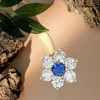 9K Yellow Gold  A   Blue Cubic Zirconia ,  Cubic Zirconia  Pendant 1.54 ct,  Gold Wt. 0.75 Gms  1.540  Ct.