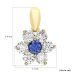 9K Yellow Gold  A   Blue Cubic Zirconia ,  Cubic Zirconia  Pendant 1.54 ct,  Gold Wt. 0.75 Gms  1.540  Ct.
