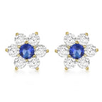 9K Yellow Gold  A   Blue Cubic Zirconia ,  White Cubic Zirconia  Earring 0.98 pc,  Gold Wt. 1.2 Gms  0.980  Ct.