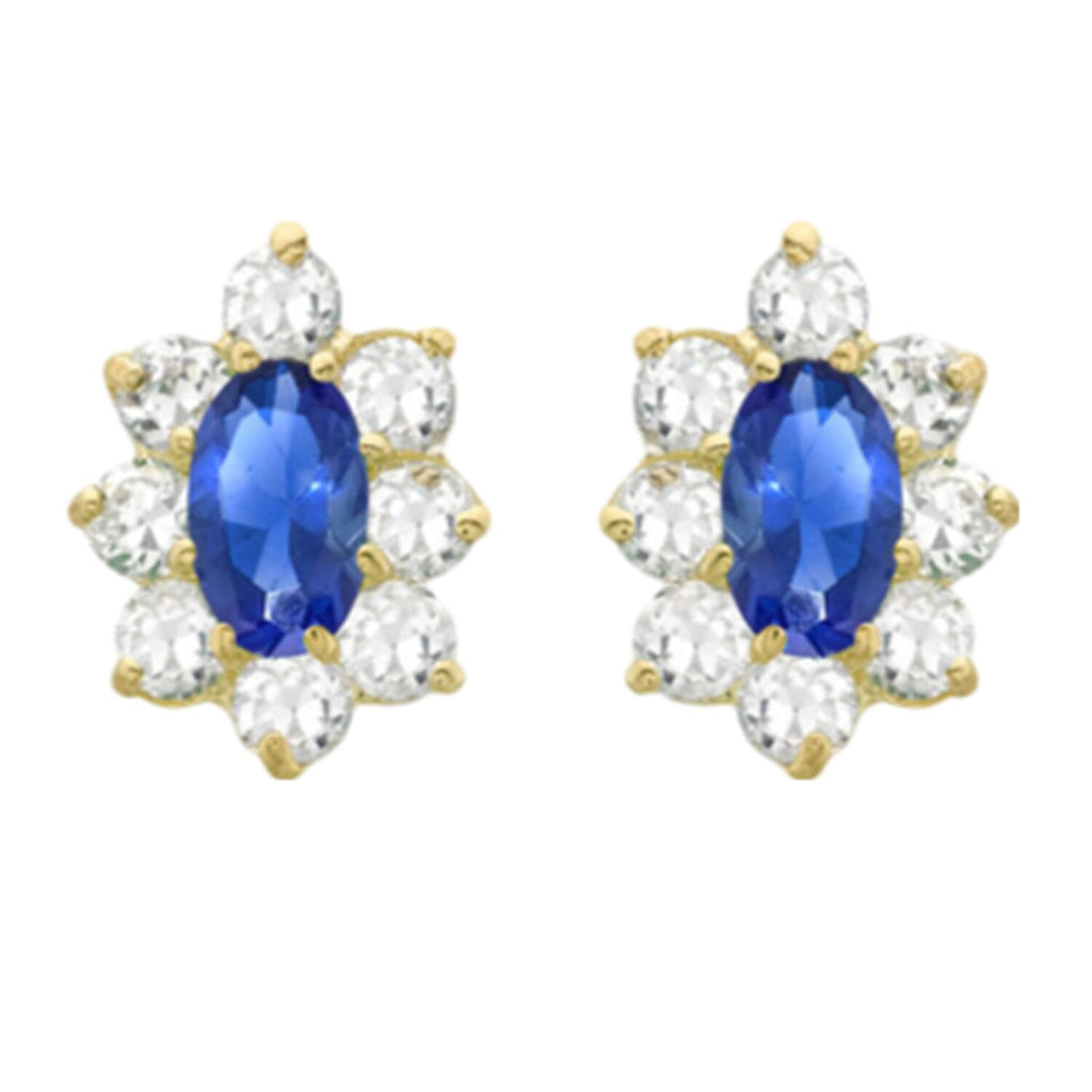 9K Yellow Gold  A   Blue Cubic Zirconia ,  White Cubic Zirconia  Earring 1.82 pc,  Gold Wt. 0.93 Gms  1.820  Ct.