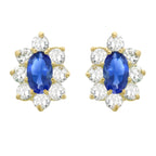 9K Yellow Gold  A   Blue Cubic Zirconia ,  White Cubic Zirconia  Earring 1.82 pc,  Gold Wt. 0.93 Gms  1.820  Ct.