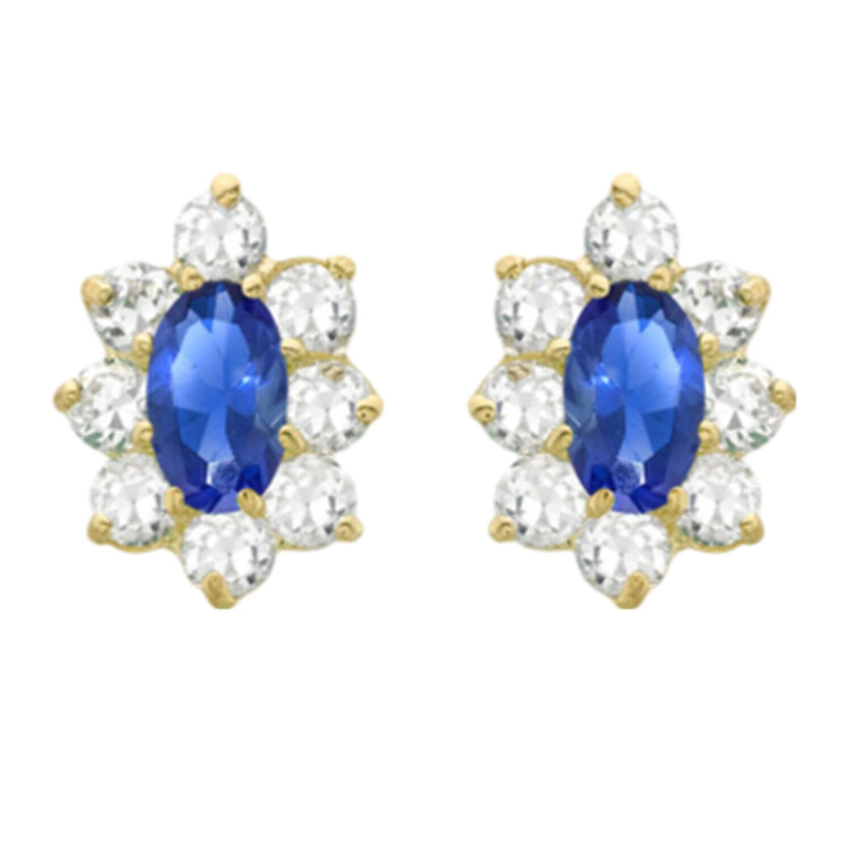 9K Gold Blue and White Halo Stud Earrings 7814457 0