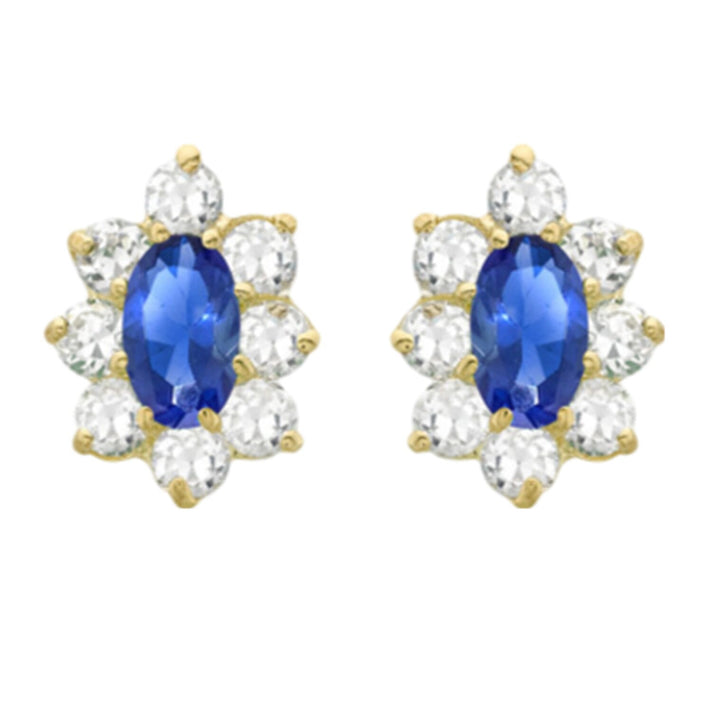 9K Gold Blue and White Halo Stud Earrings 7814457 1