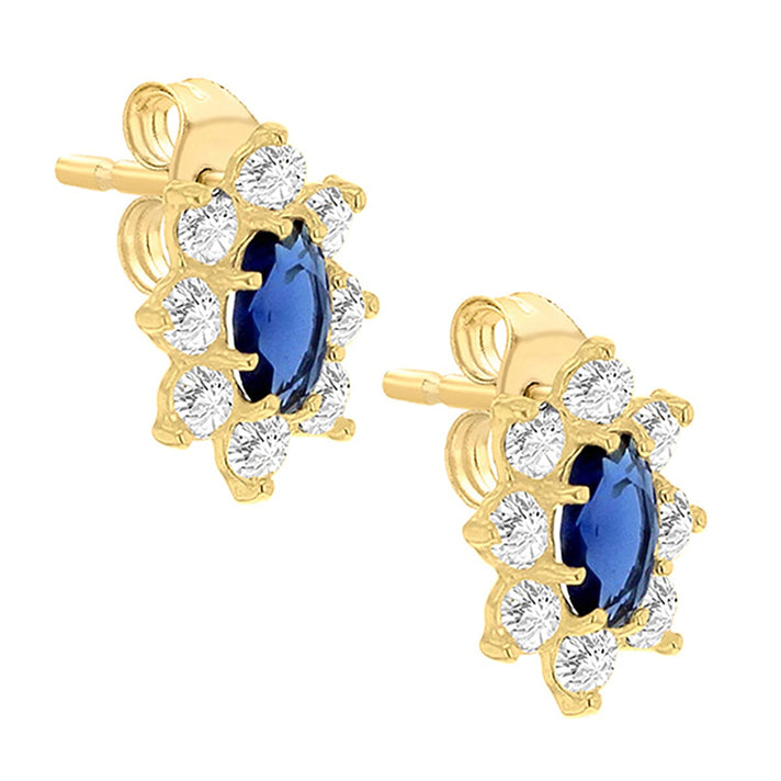 9K Gold Blue and White Halo Stud Earrings 7814457 2