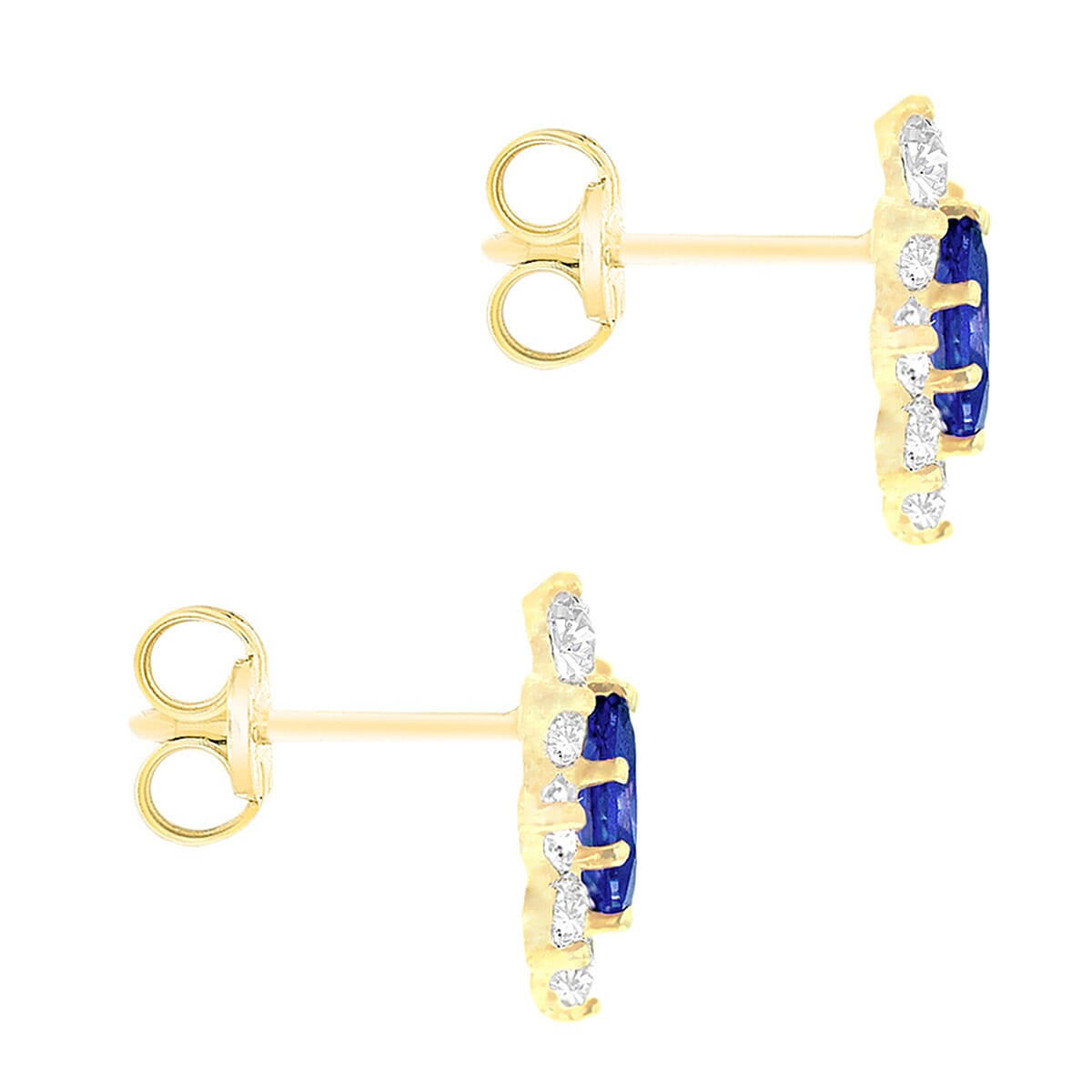 9K Gold Blue and White Halo Stud Earrings 7814457 2