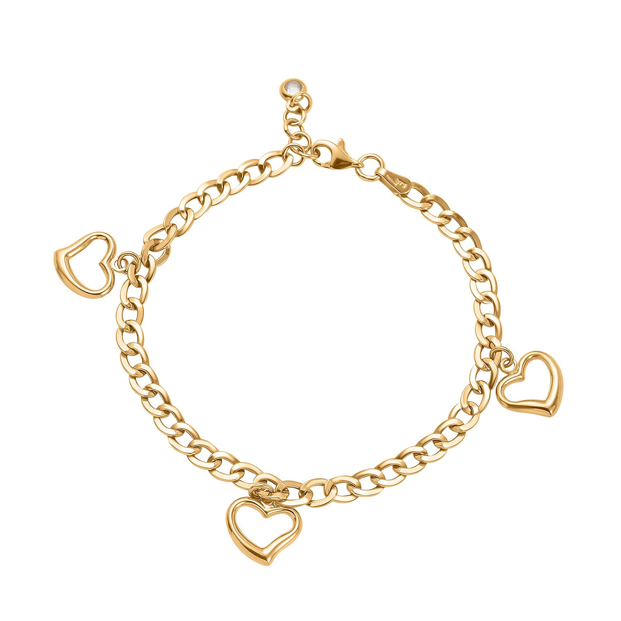 9K Yellow Gold Cubic Zirconia Heart Bracelet (Size - 7.5), Gold Wt. 4.75 Gms 7674868 0