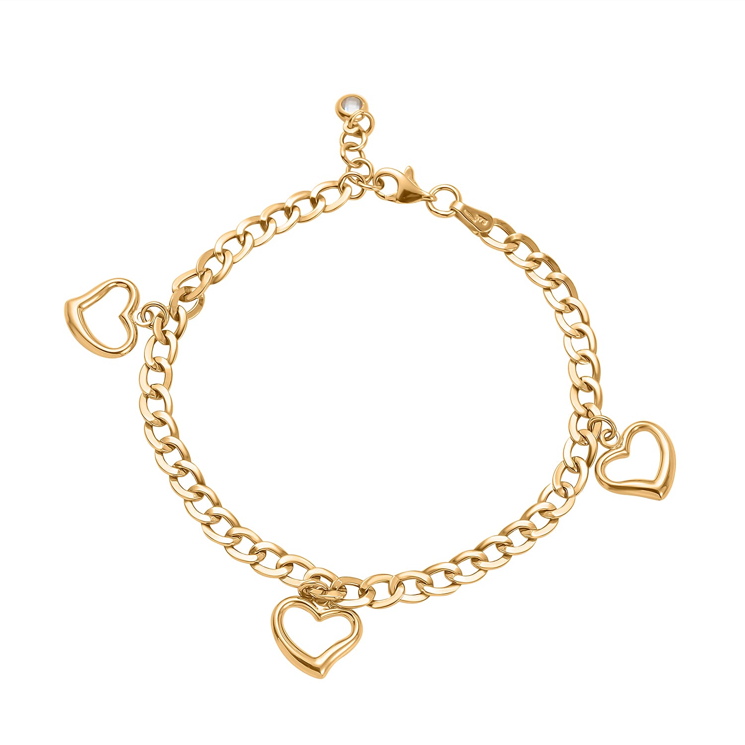 9K Yellow Gold Cubic Zirconia Heart Bracelet (Size - 7.5), Gold Wt. 4.75 Gms 7674868 0