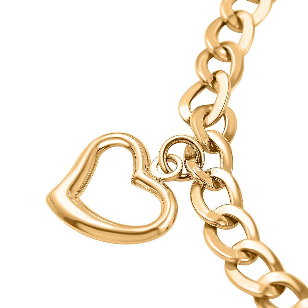 9K Yellow Gold Cubic Zirconia Heart Bracelet (Size - 7.5), Gold Wt. 4.75 Gms
